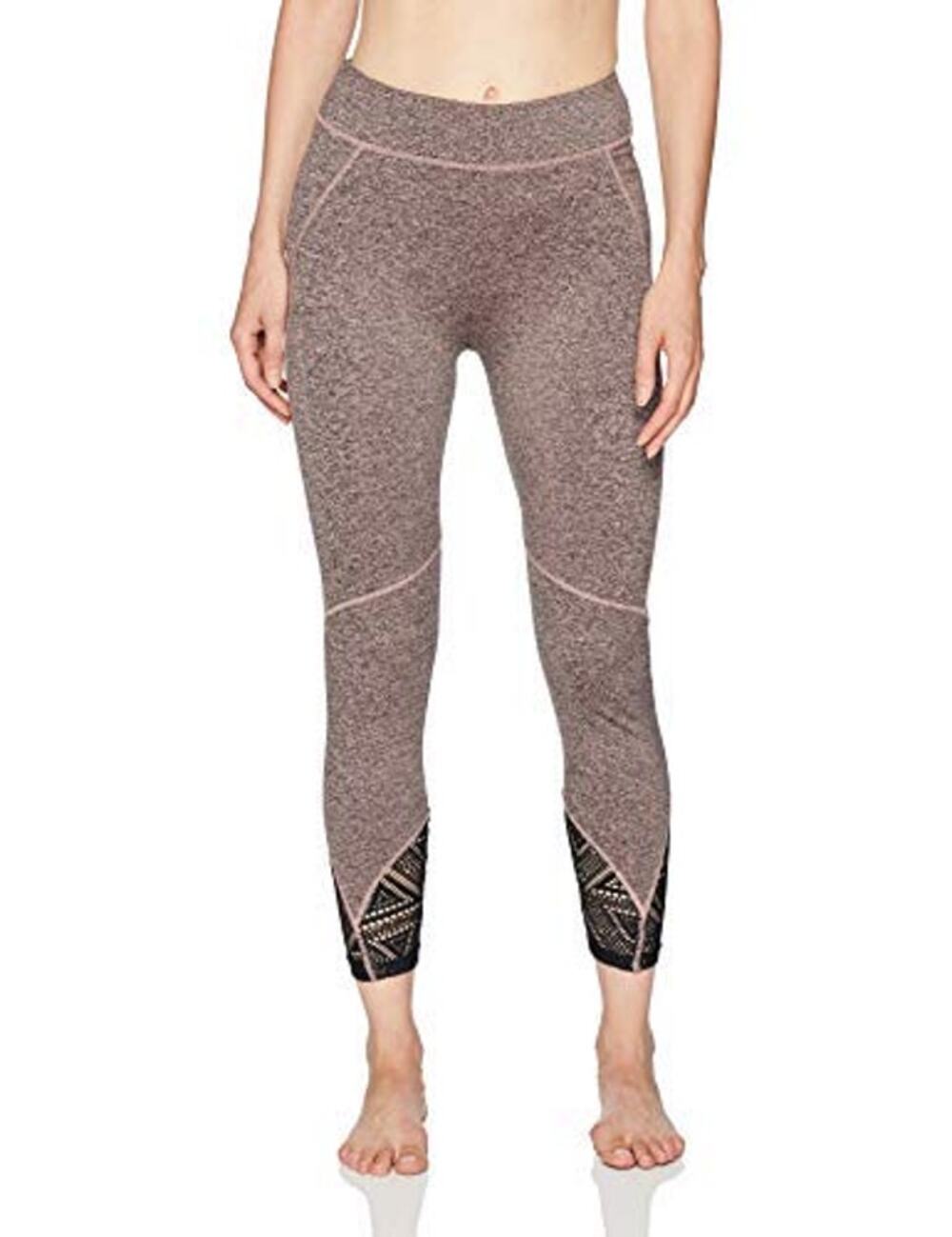 Sam Edelman High Rise Blush Pink Melange Black Lace Fishnet Workout Leggings